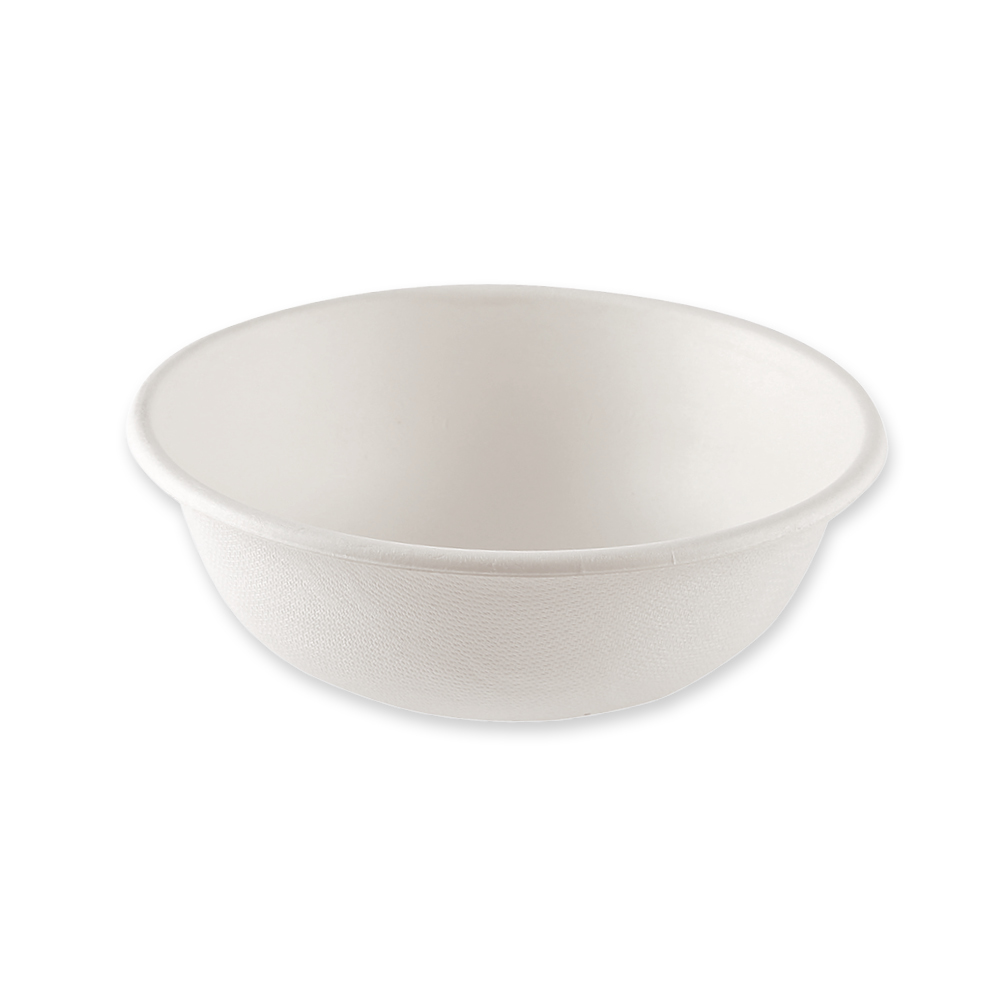 Organic bowls deep, round, made from bagasse in side view