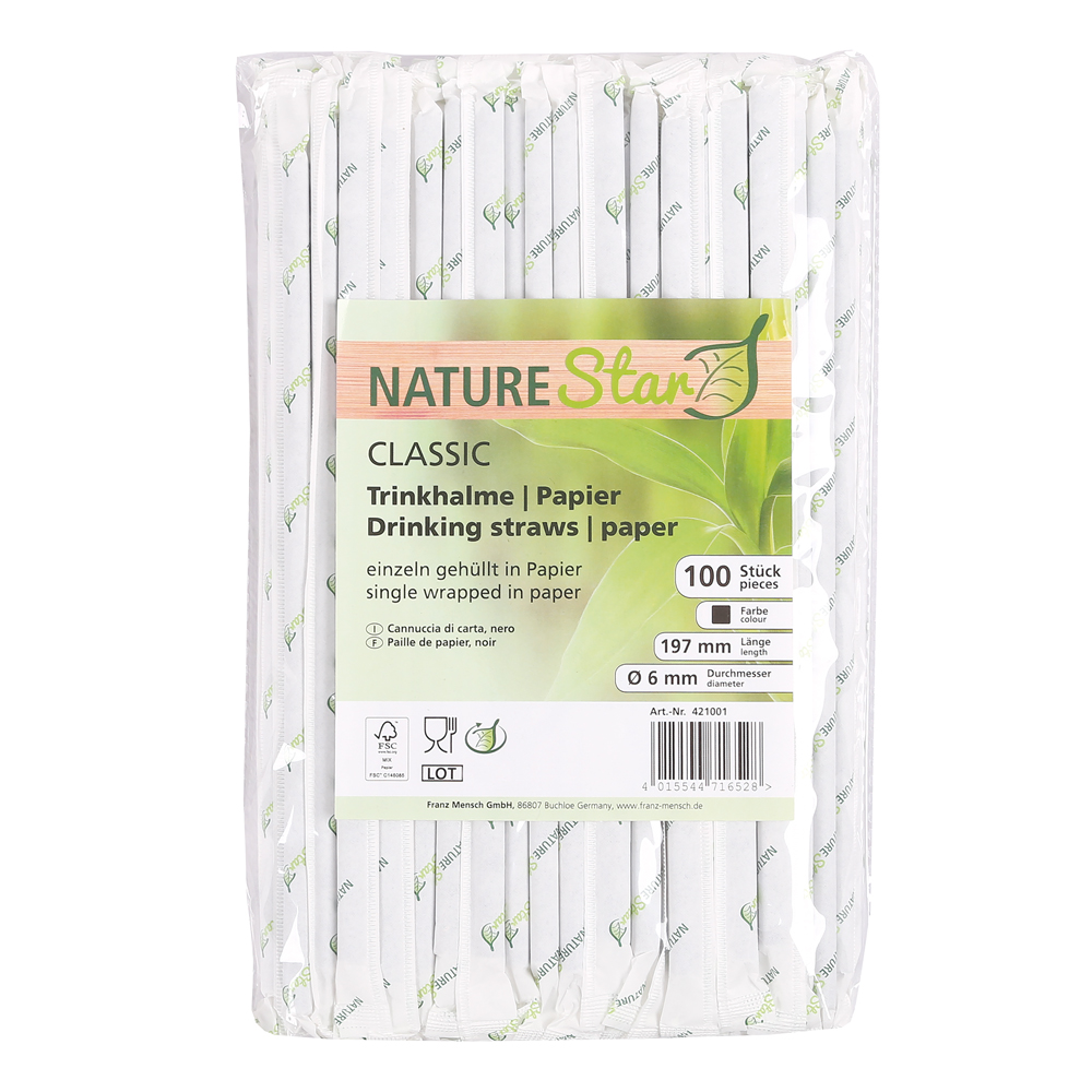 Paper drinking straws "Classic" wrapped paper, FSC® certified in the front view.