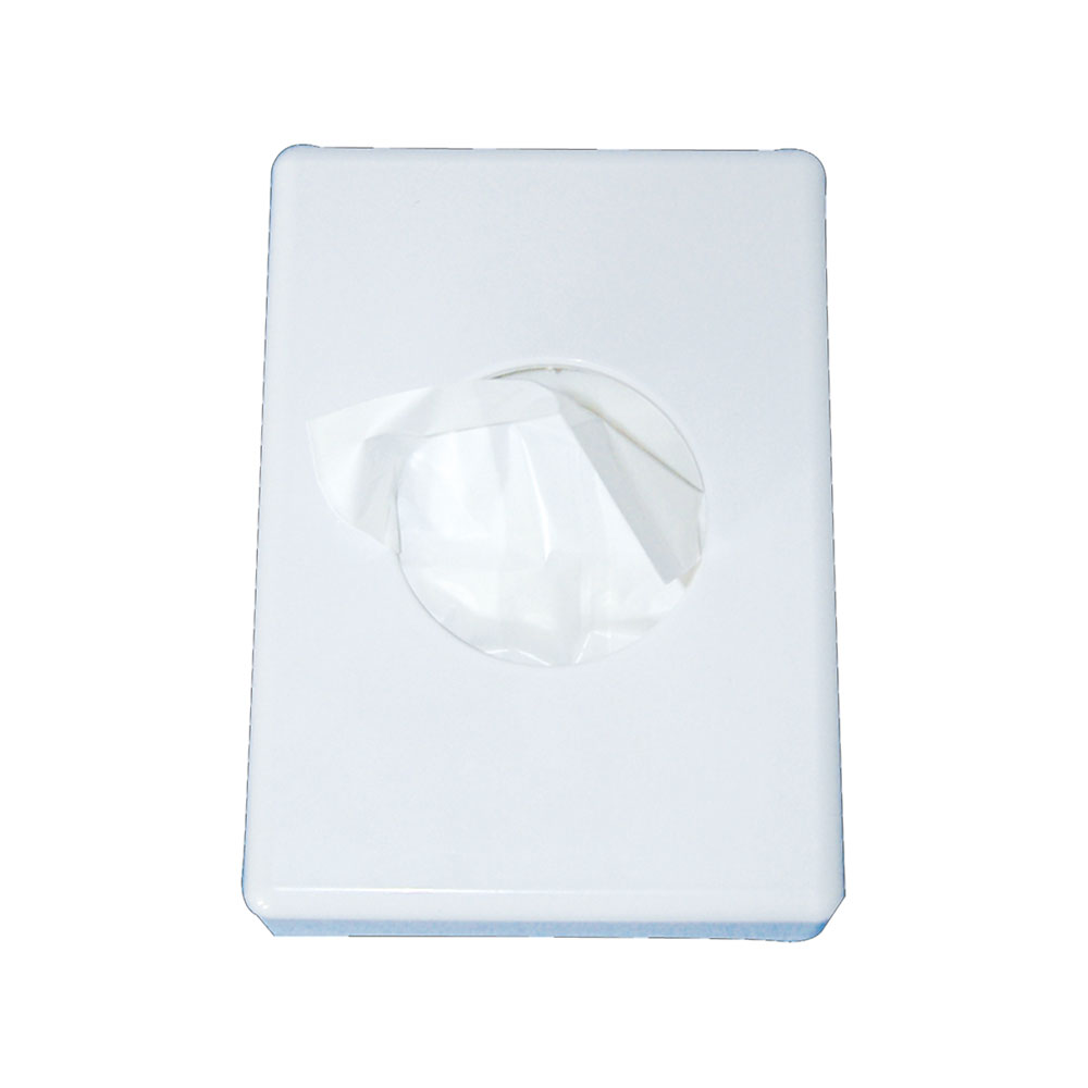 Hygienebeutelspender aus Kunststoff in weiß mit Inhalt