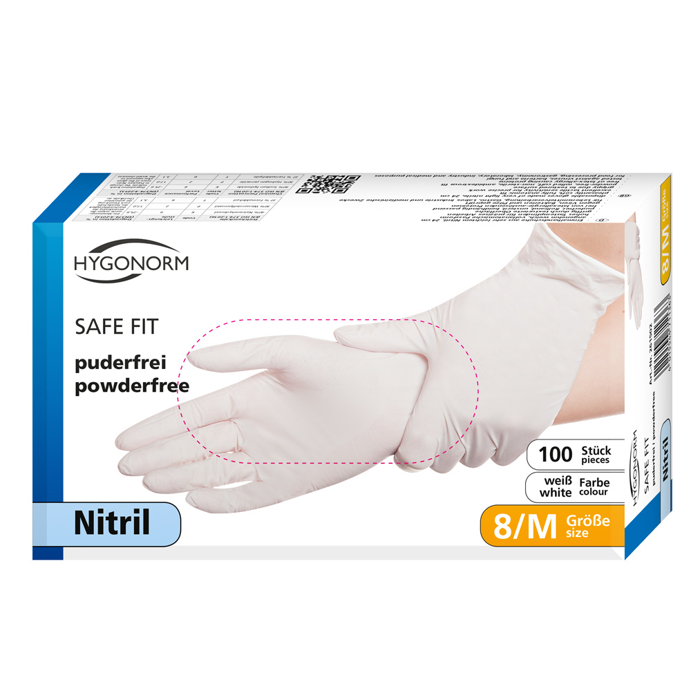 Nitrile gloves Safe Fit powder-free in white in the dispenser box