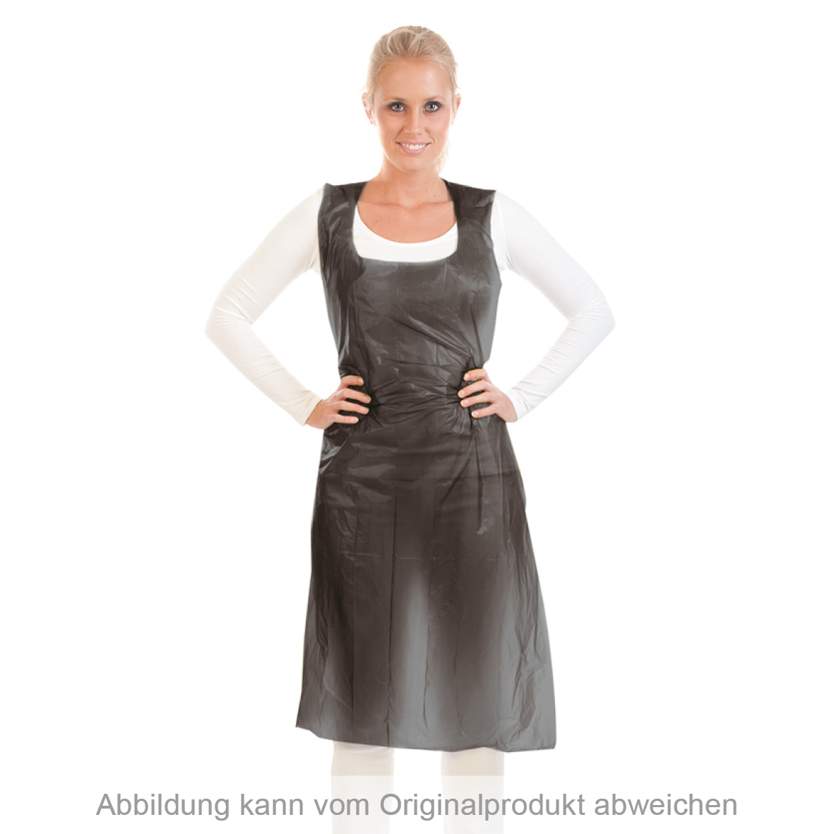 Disposable aprons on roll, 16my made of LDPE in black