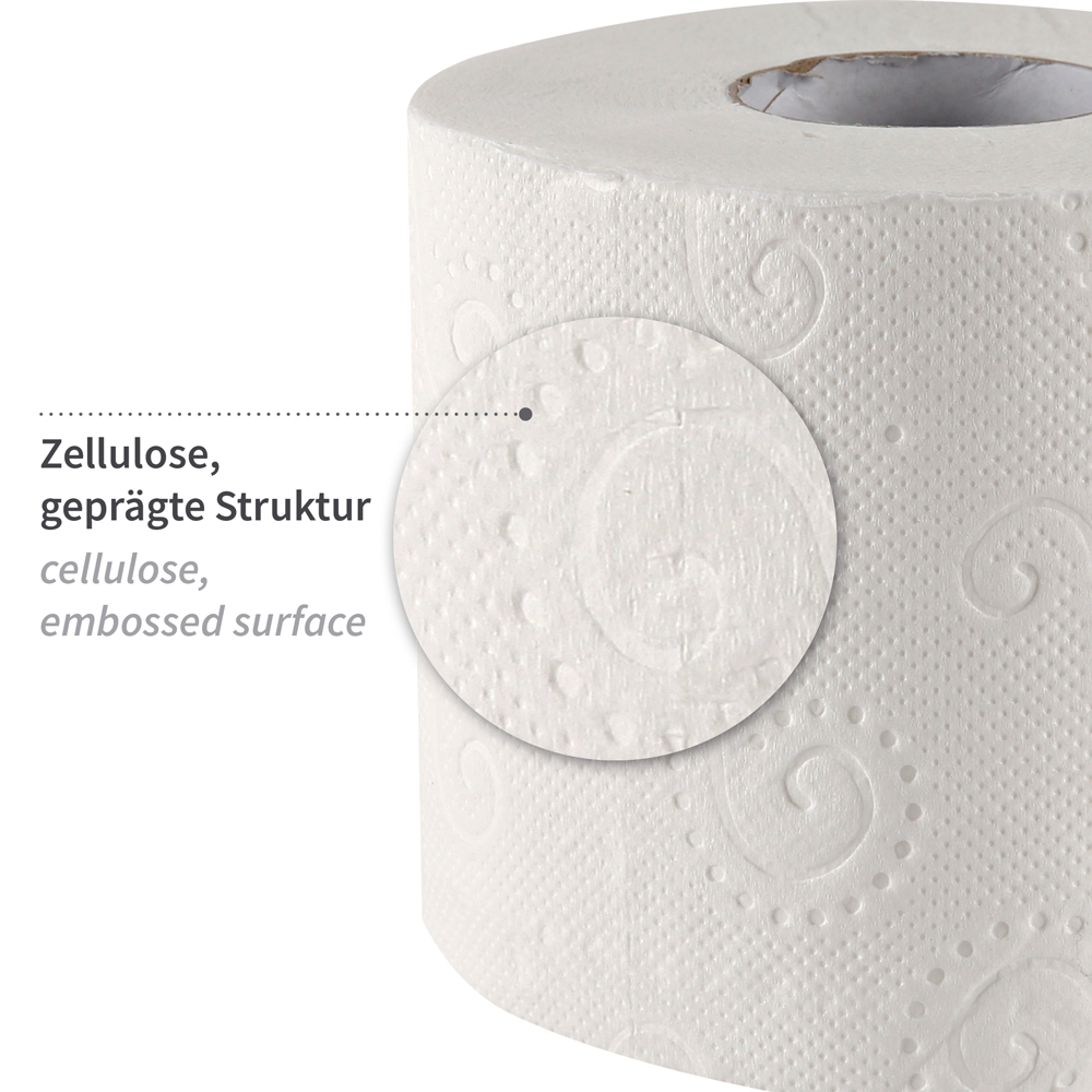 Toilet paper, small roll, 4-ply made of cellulose, material