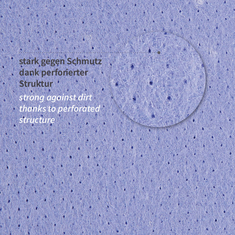 Mehrzwecktücher Tetra, perforiert, aus Viskose/PP in blau, Material