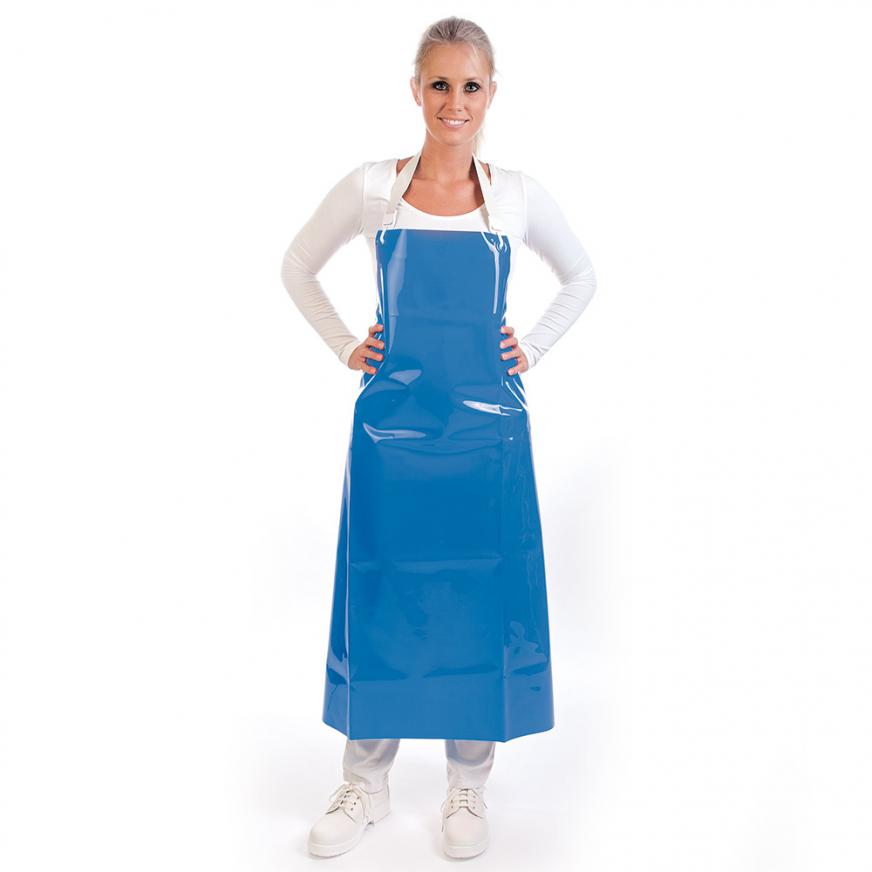 Bib aprons 300 my from PU in blue in the front view