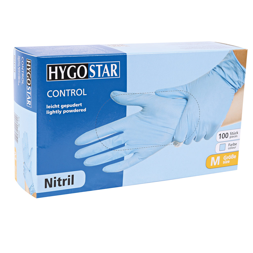 Nitrile gloves Control powdered in blue in the dispenser box
