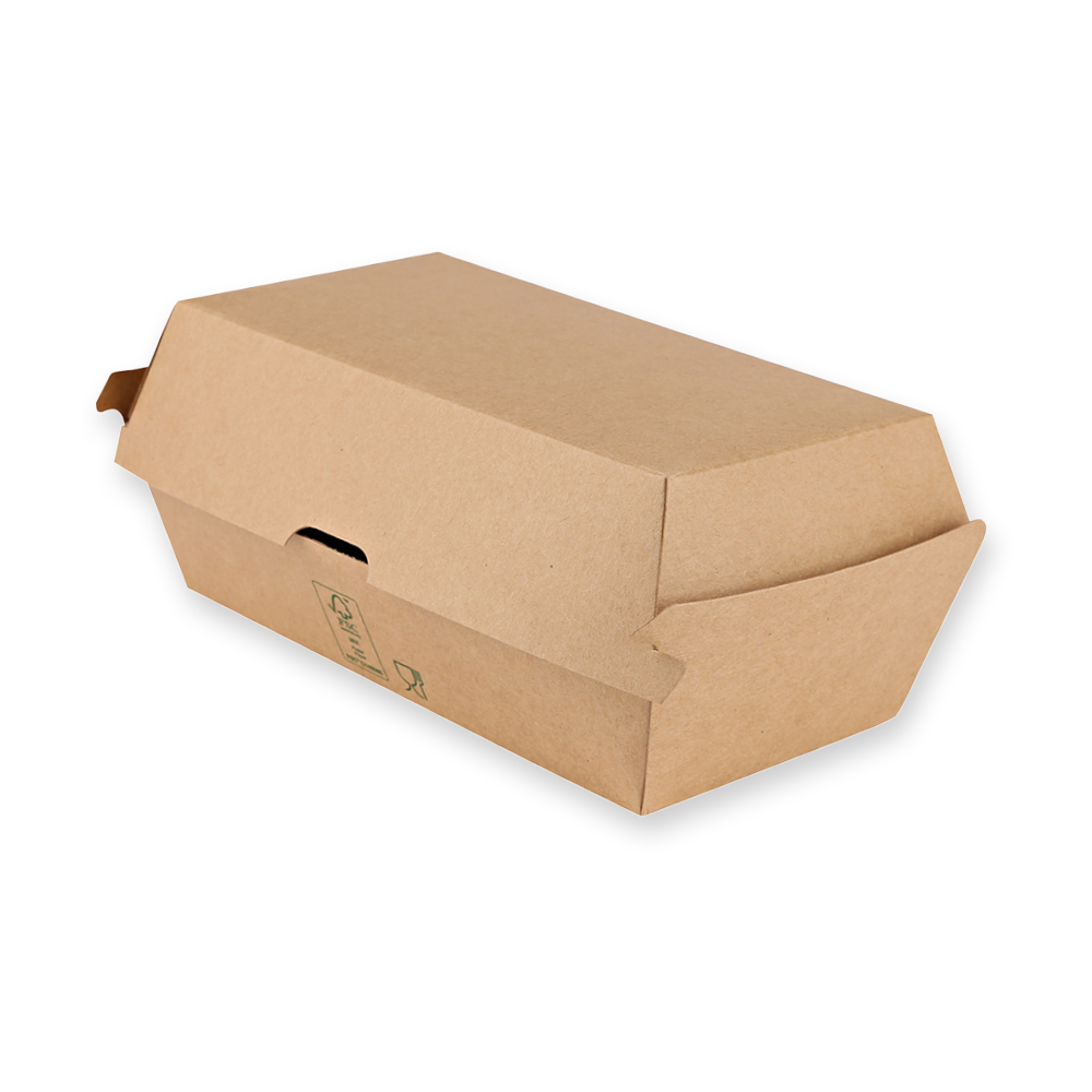 Organic sandwich boxes Club made of kraft paper/PE, FSC®-Mix, angled view