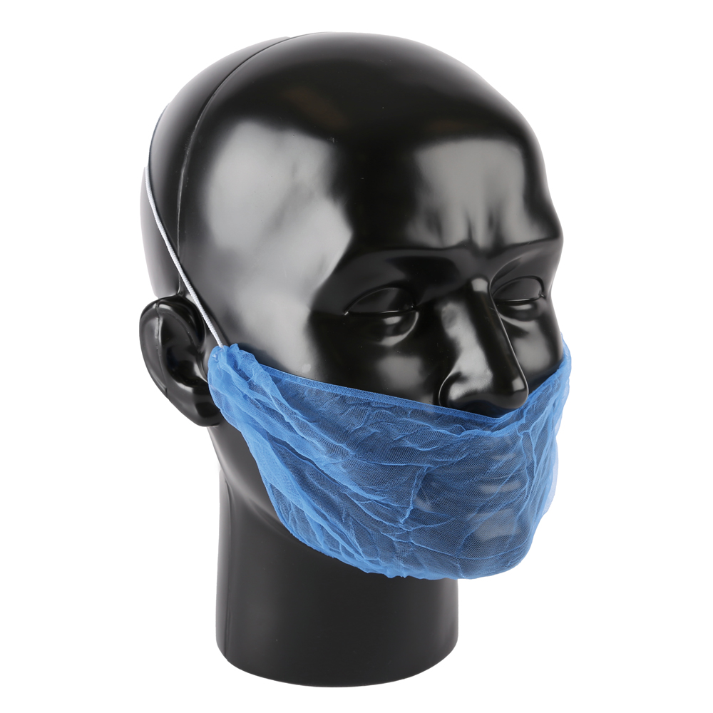 Bartschutz Micromesh aus Nylon detektierbar in blau in der Schrägansicht