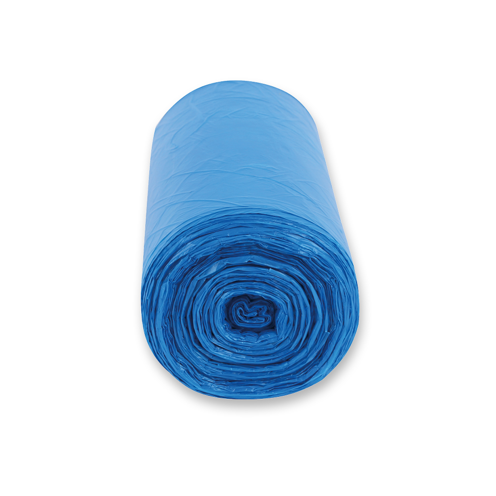 Waste bags Premium, 120 l made of HDPE on roll in blue in the side view