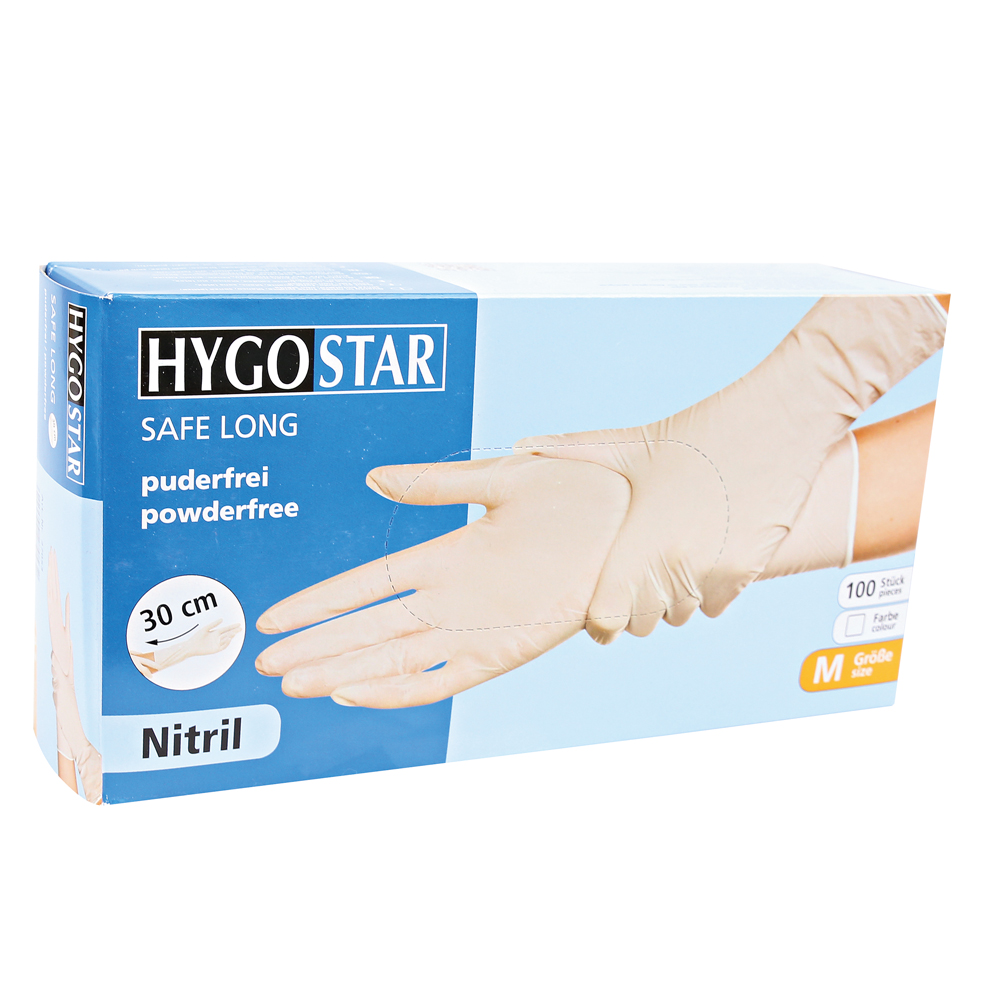 Nitrile gloves Safe Long powder-free in white in the dispenser box