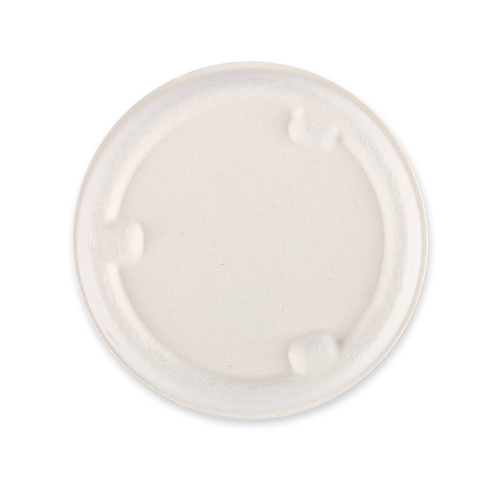 Organic lids for dressing cups made of bagasse, top view