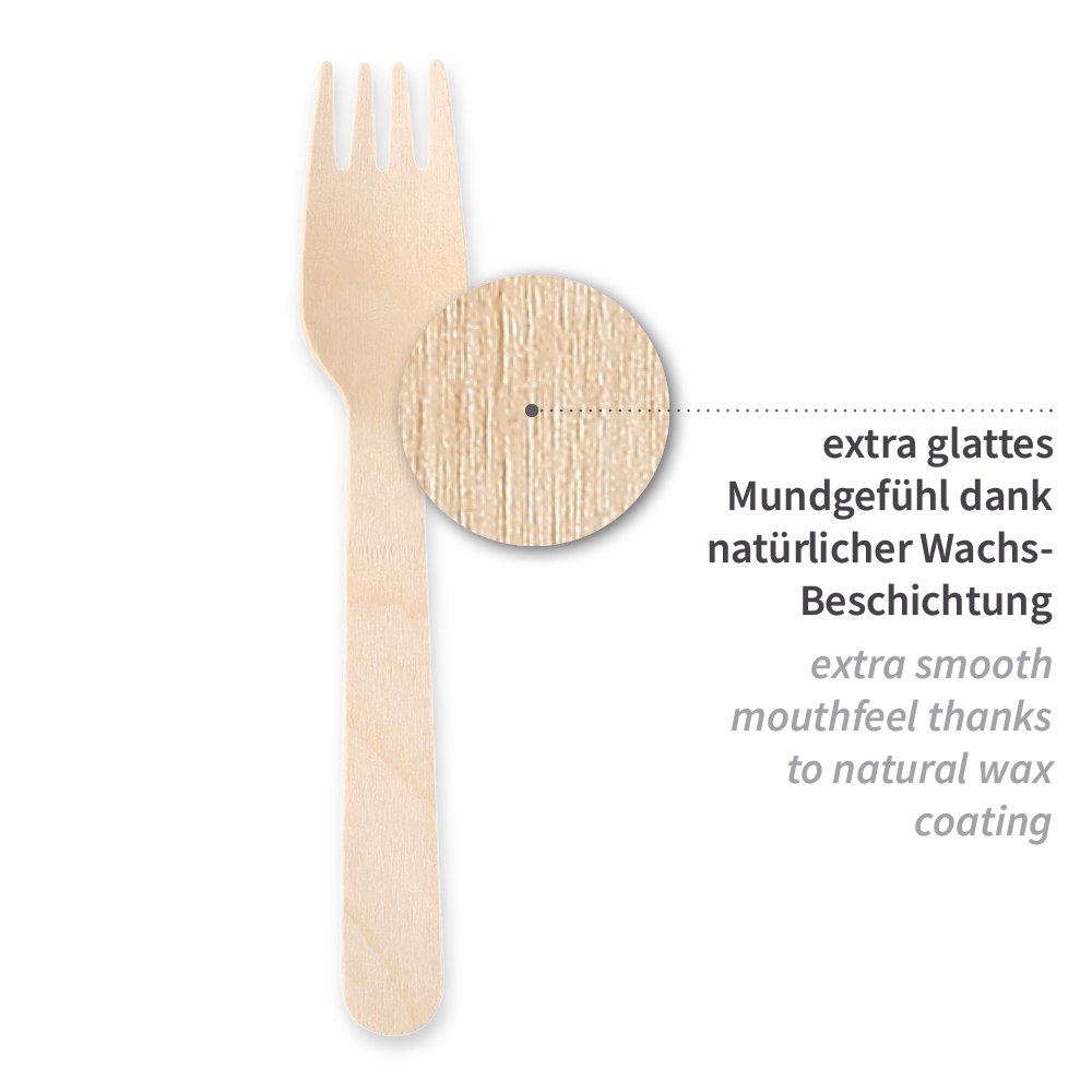 Organic forks made of wood FSC® 100%, wax coated, properties