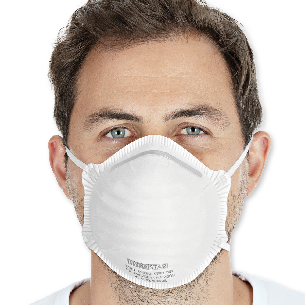 Atemschutzmasken FFP2 NR, vorgeformt aus PP in der Frontansicht