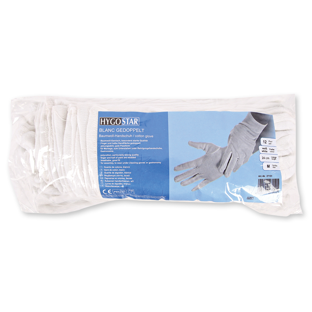 Cotton gloves Blanc Doubled in white in the package