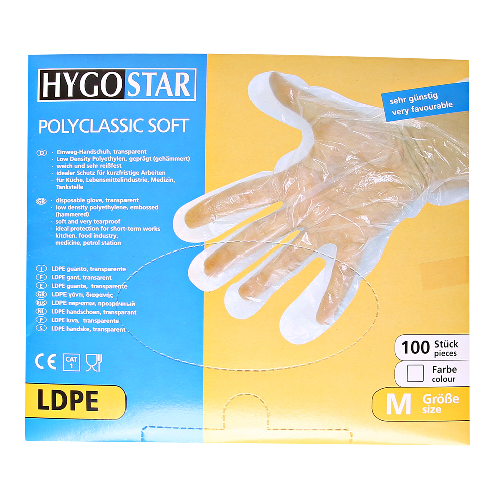 LDPE gloves Polyclassic Soft in transparent in the package