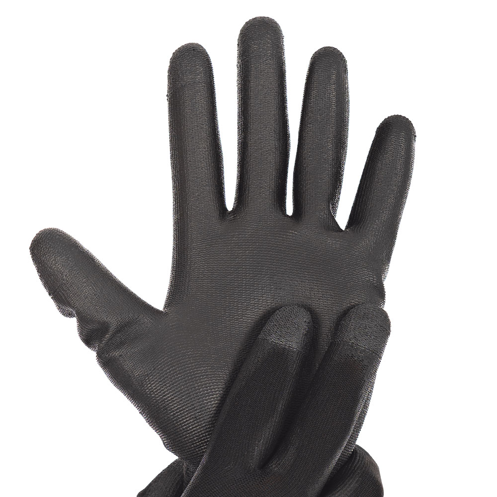 Fine knit gloves Black Ace Touch with PU coating with palm