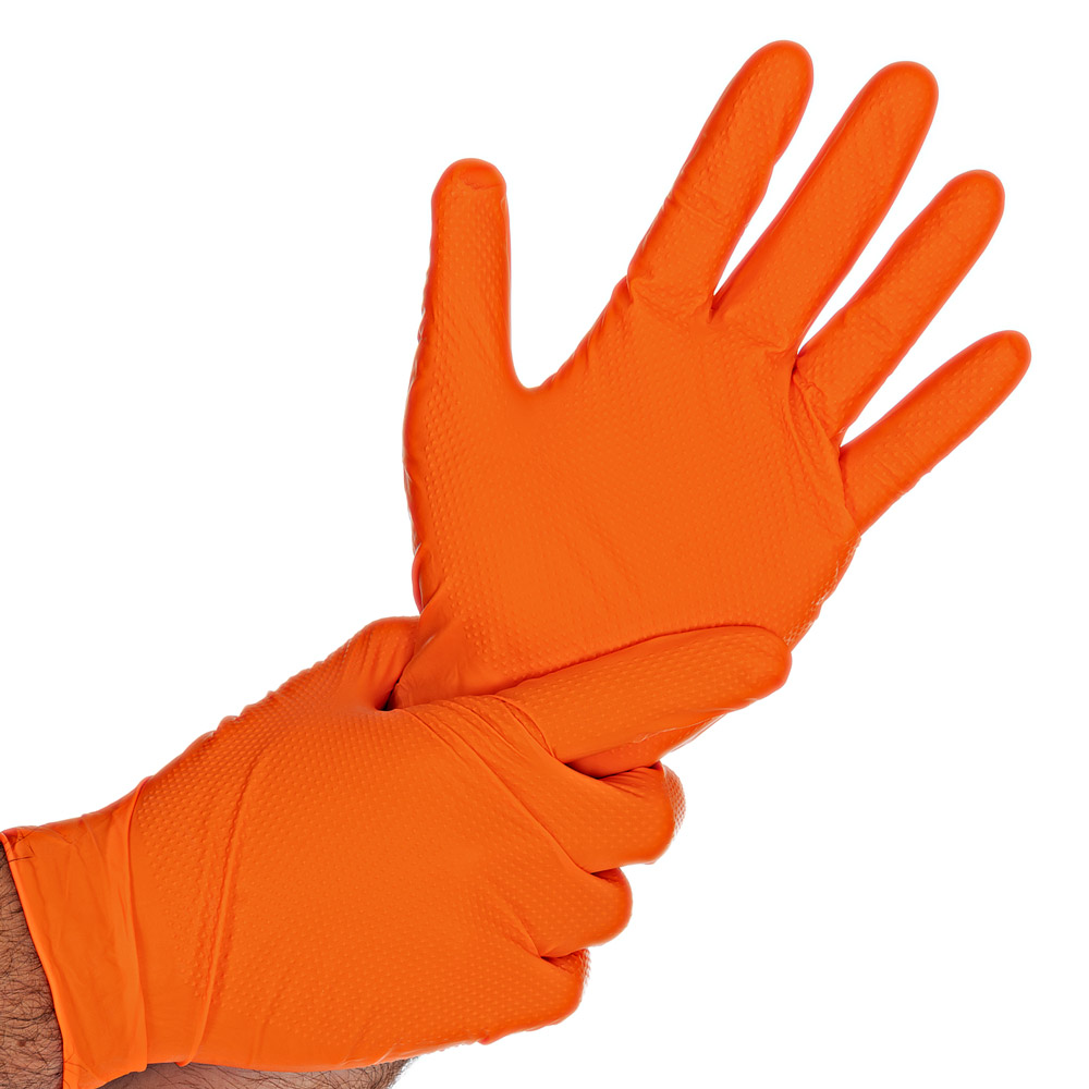 Nitrile gloves Diamond Grip, powder-free in orange