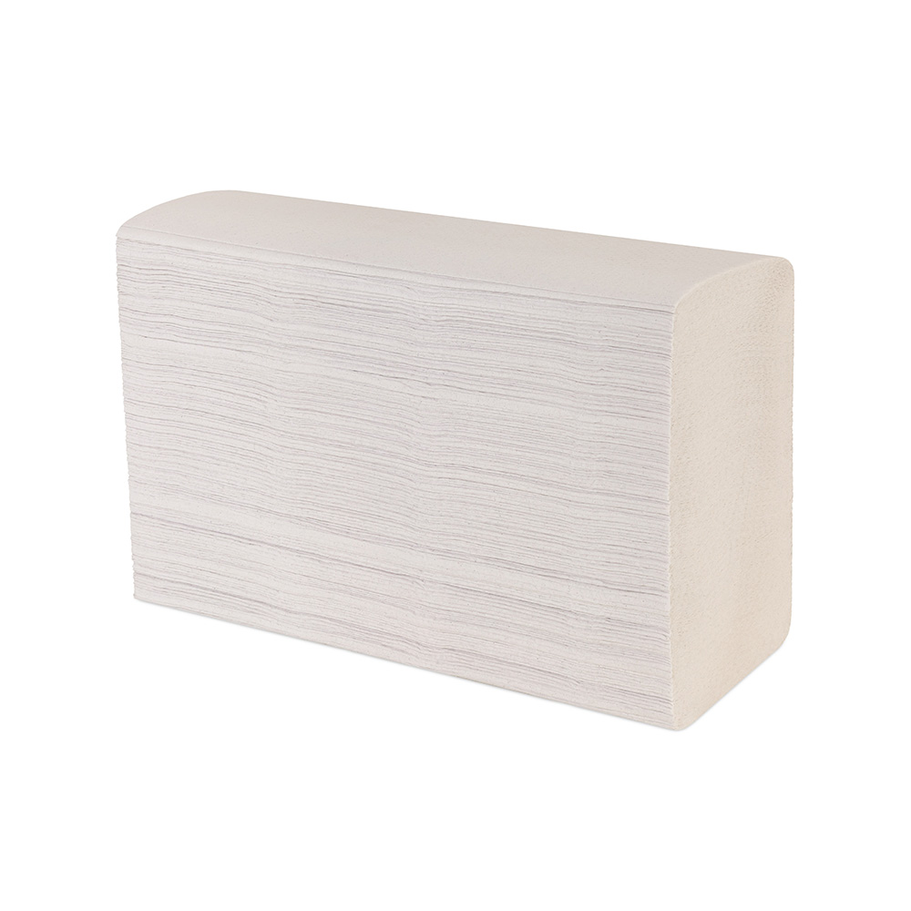 Green Hygiene® paper hand towels INGEBORG, 2-ply made of recycled paper in interfold in the oblique view
