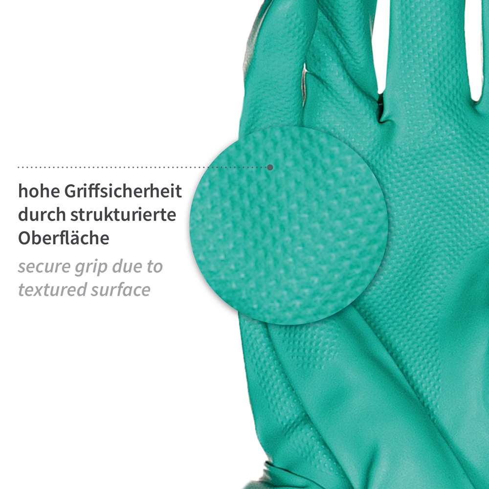 Chemical protection gloves Professional made of nitrile in green with material