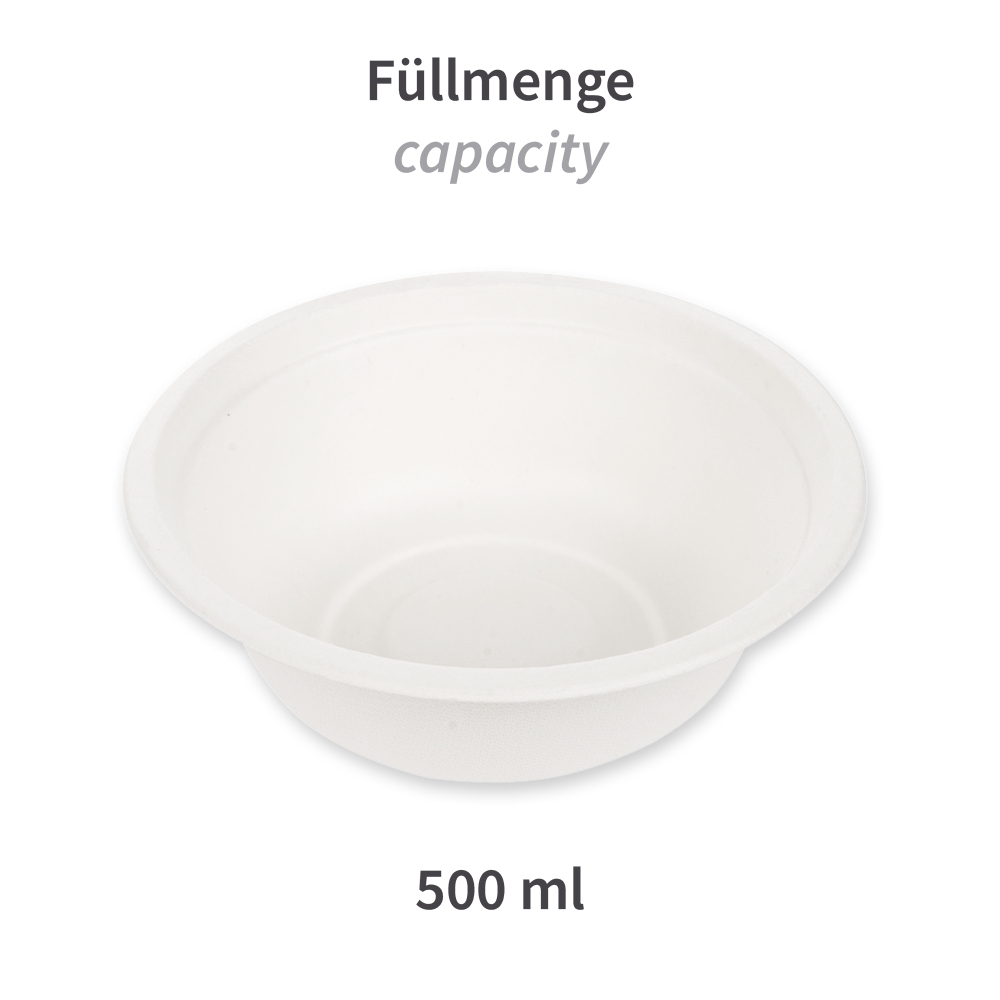 Organic bowls, round made of bagasse, capacity