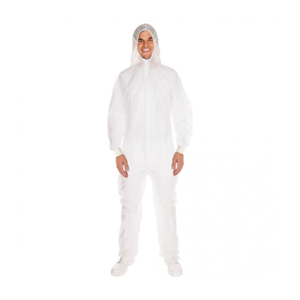 Coveralls with cuffs made of PP, white