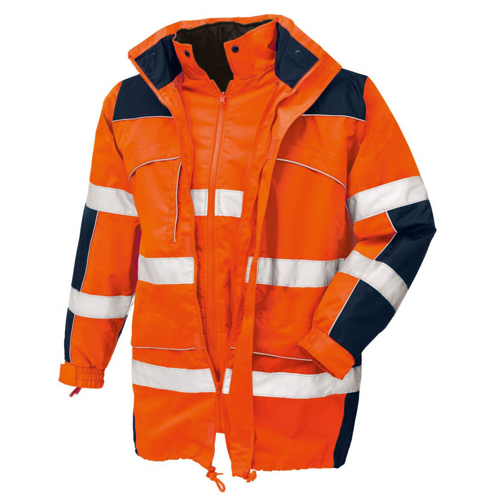 teXXor® TORONTO, Warnschutz-Parka, orange/blau in der Frontansicht