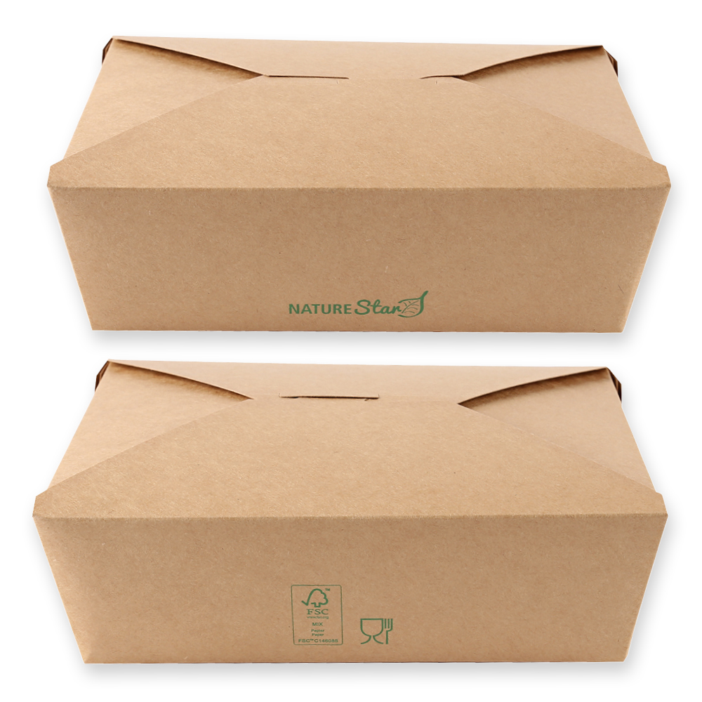 Organic food boxes Menu made of kraft paper/PE, FSC®-mix, front & back view, biggest size