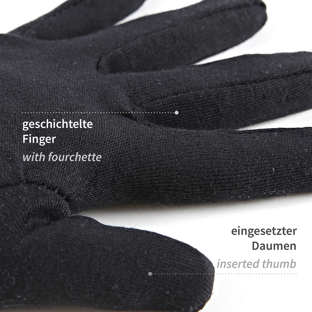 Cotton gloves Nero in black with schichtel