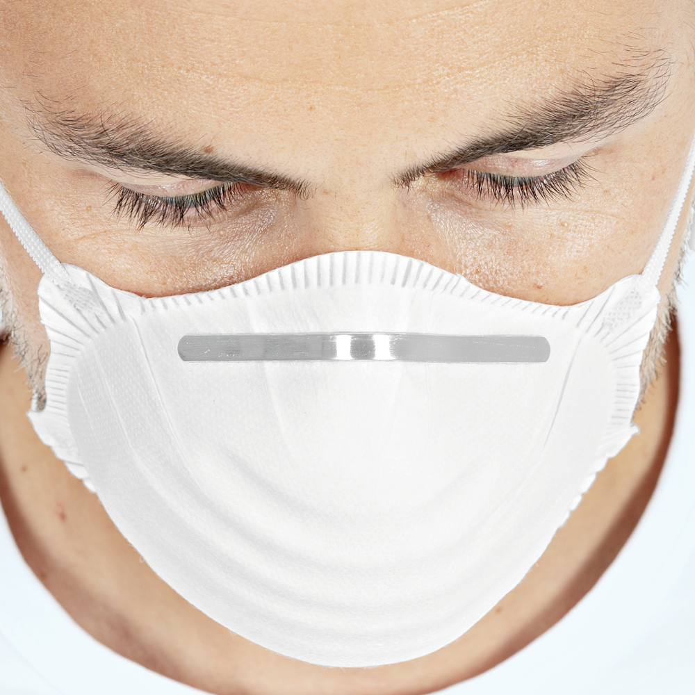 Atemschutzmasken FFP2 NR, vorgeformt aus PP in der Draufansicht