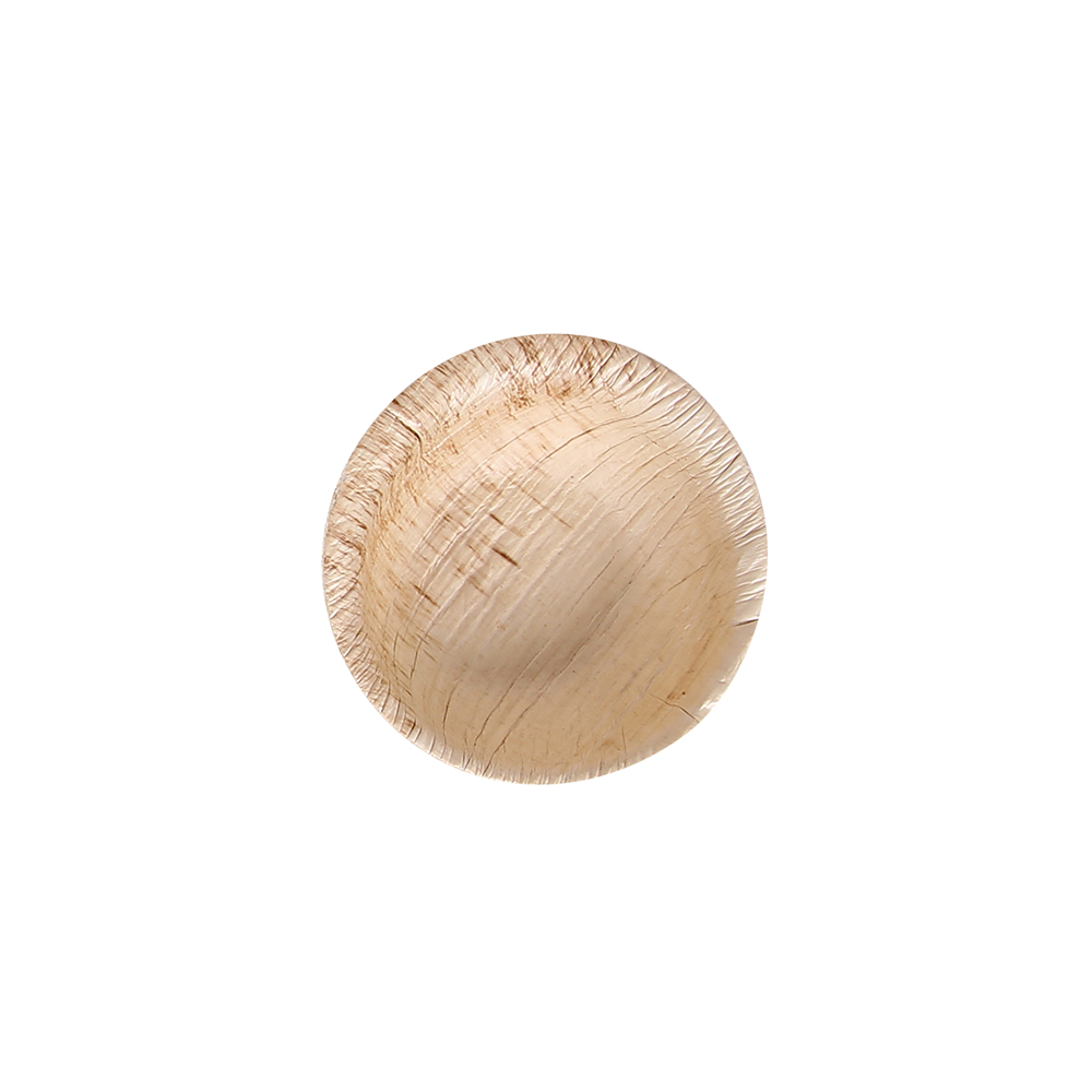 Biodegradable bowl round made of palm leaf with 25ml in the inside view