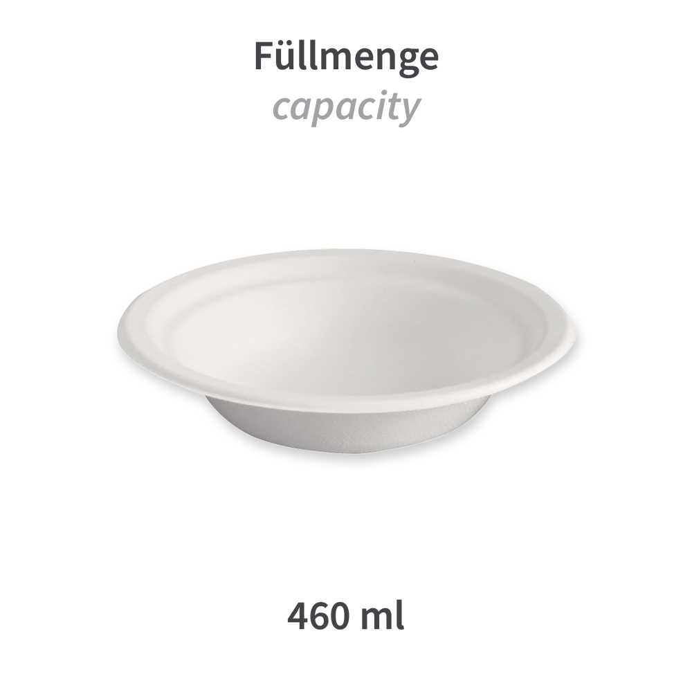 Organic bowls flat, round made of bagasse, capacity