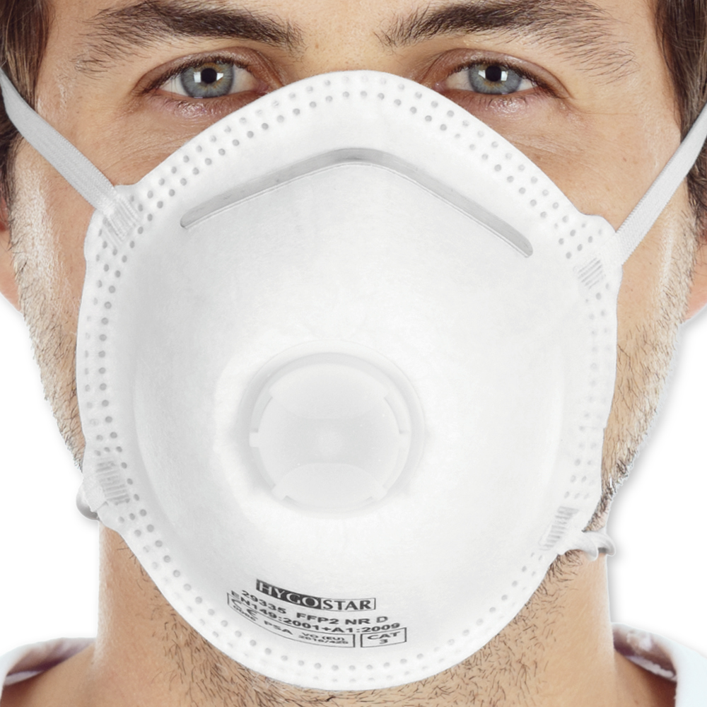 Atemschutzmasken FFP2 NR D mit Ventil, vorgeformt aus PP mit biegsamen Nasenbügel