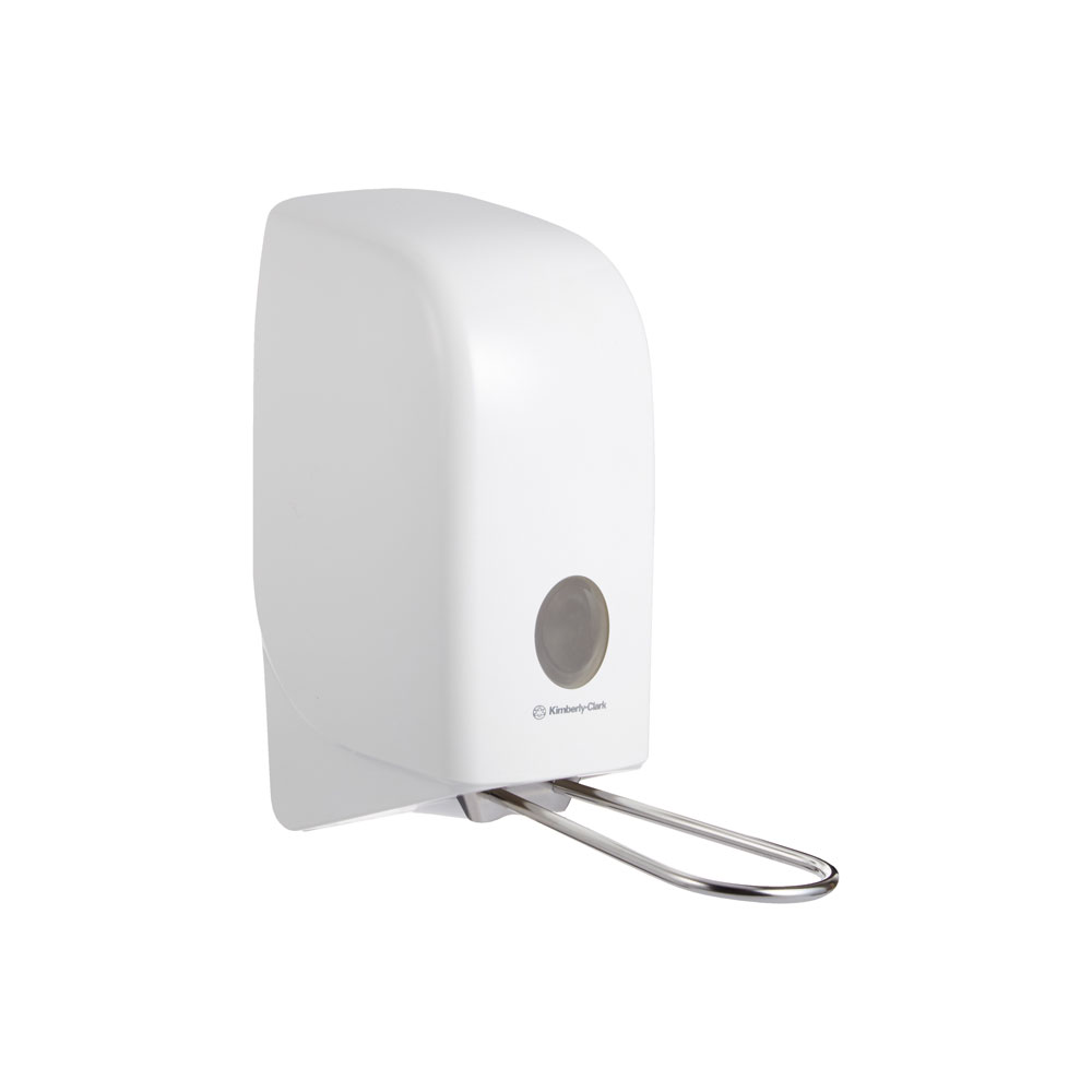 Kimberly-Clark Professional™ Aquarius™ hand cleanser dispenser with arm lever in the oblique view