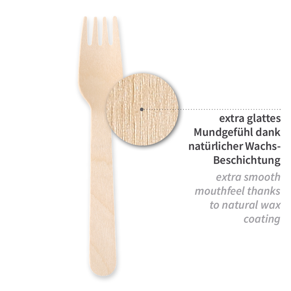 Cutlery sets Fork made of wood FSC® 100%, wax coated, properties