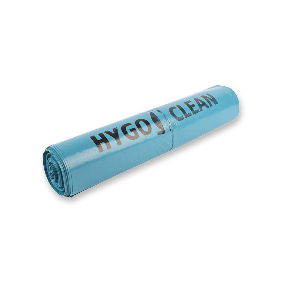 Waste bags, 130 l | LDPE, roll, blue, angled view Waste bags, 130 l made of LDPE on roll in blue in the angled view