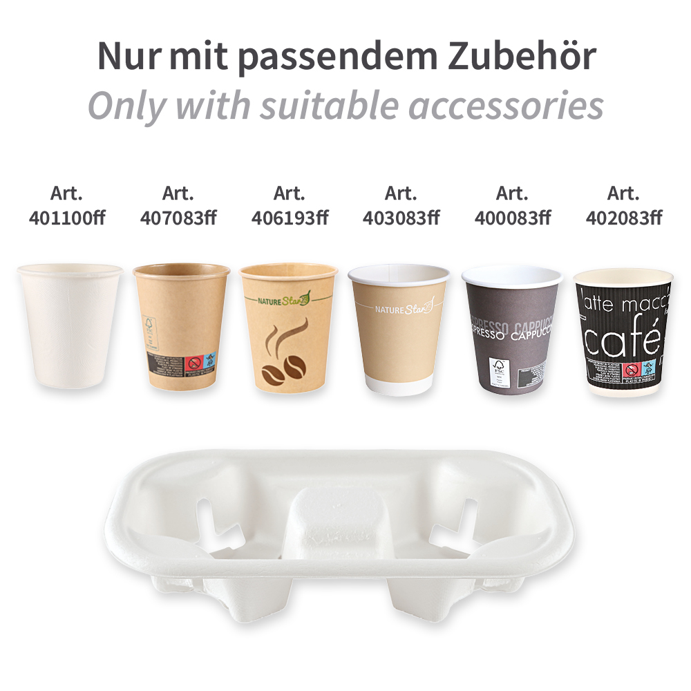 Bio Becherhalter Double | Zuckerrohr, Zubehör Bio Becherhalter Double aus Zuckerrohr, Zubehör