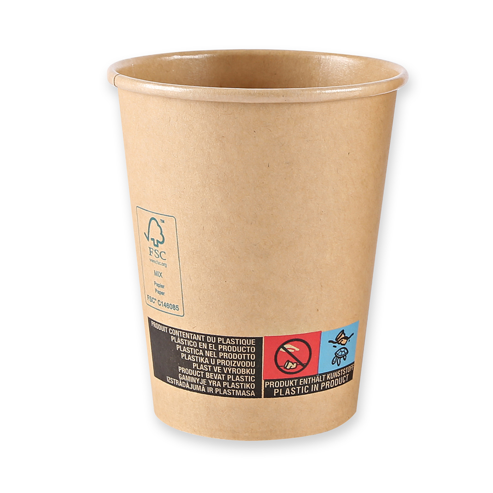 Bio Kaffeebecher Kraft | Kraftpapier/PE, FSC®-Mix, 200ml, Aufdruck Bio Kaffeebecher Kraft aus Kraftpapier/PE im FSC®-Mix mit 200ml und Aufdruck