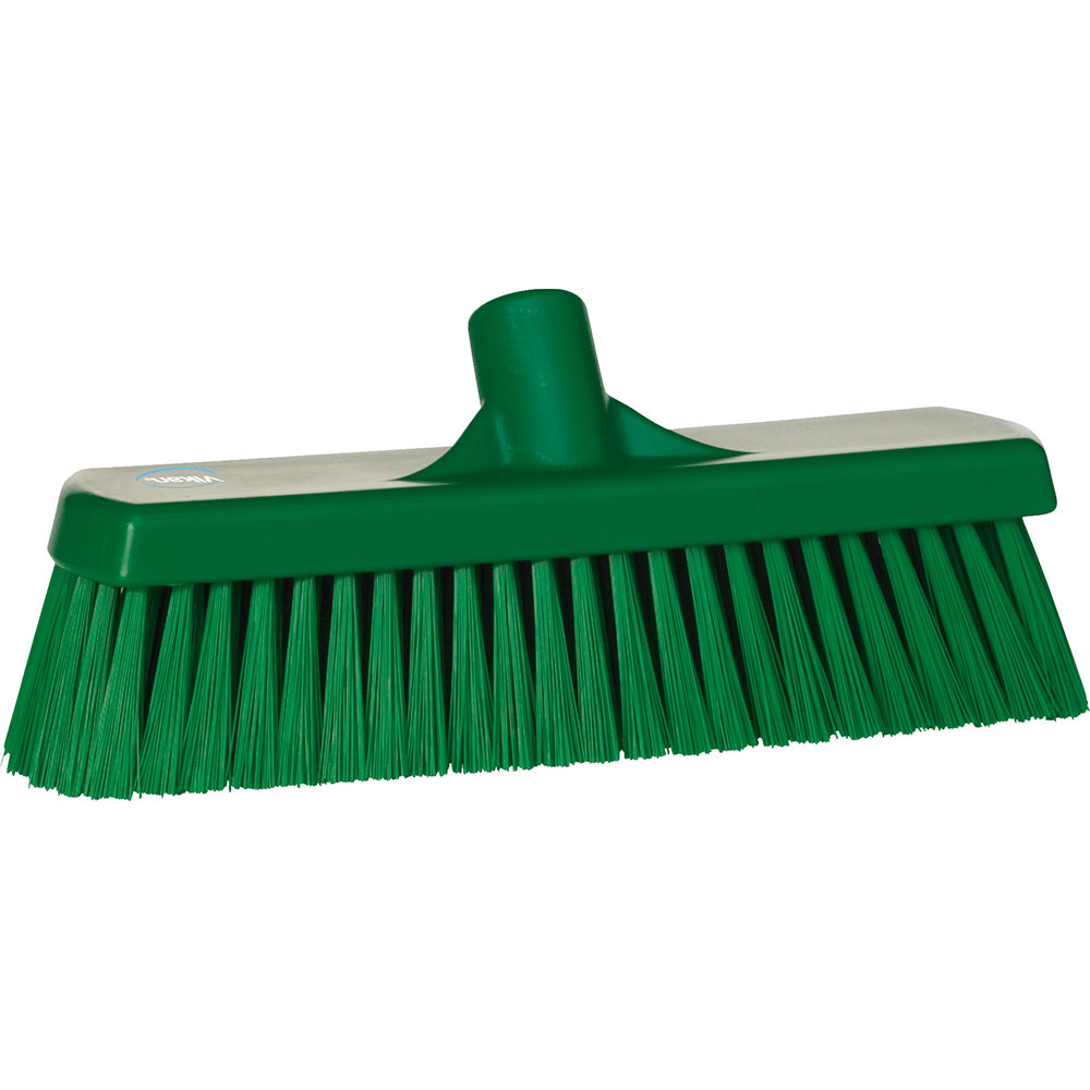 Vikan Broom, 300 mm, medium, green, front and oblique view Vikan Broom, 300 mm, medium in green in the front and oblique view
