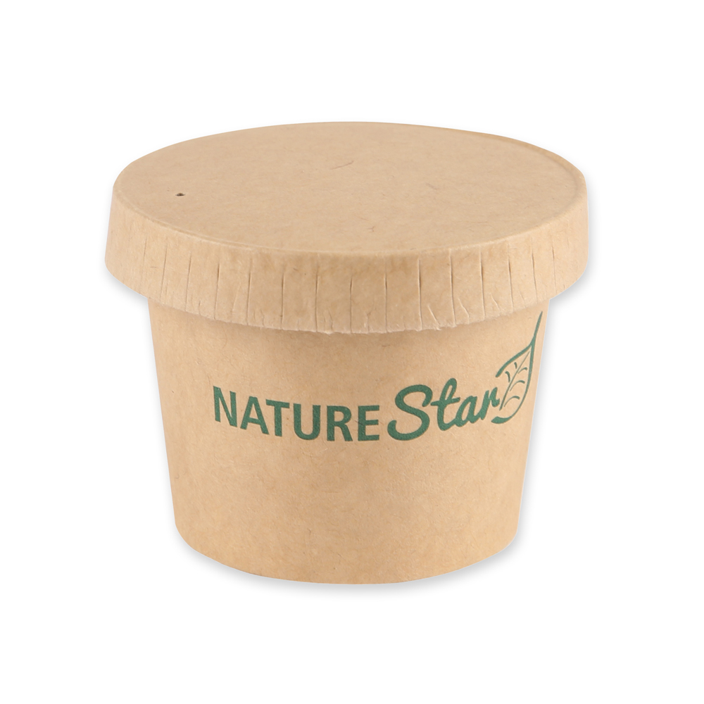 Organic lids for small dip trays made of kraft paper/PE, FSC®-mix, with dip tray