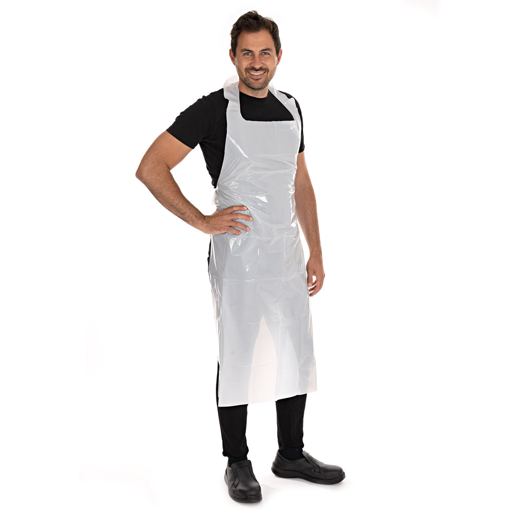 Disposable aprons antistatic approx. 40 my made of LDPE in the Angled view