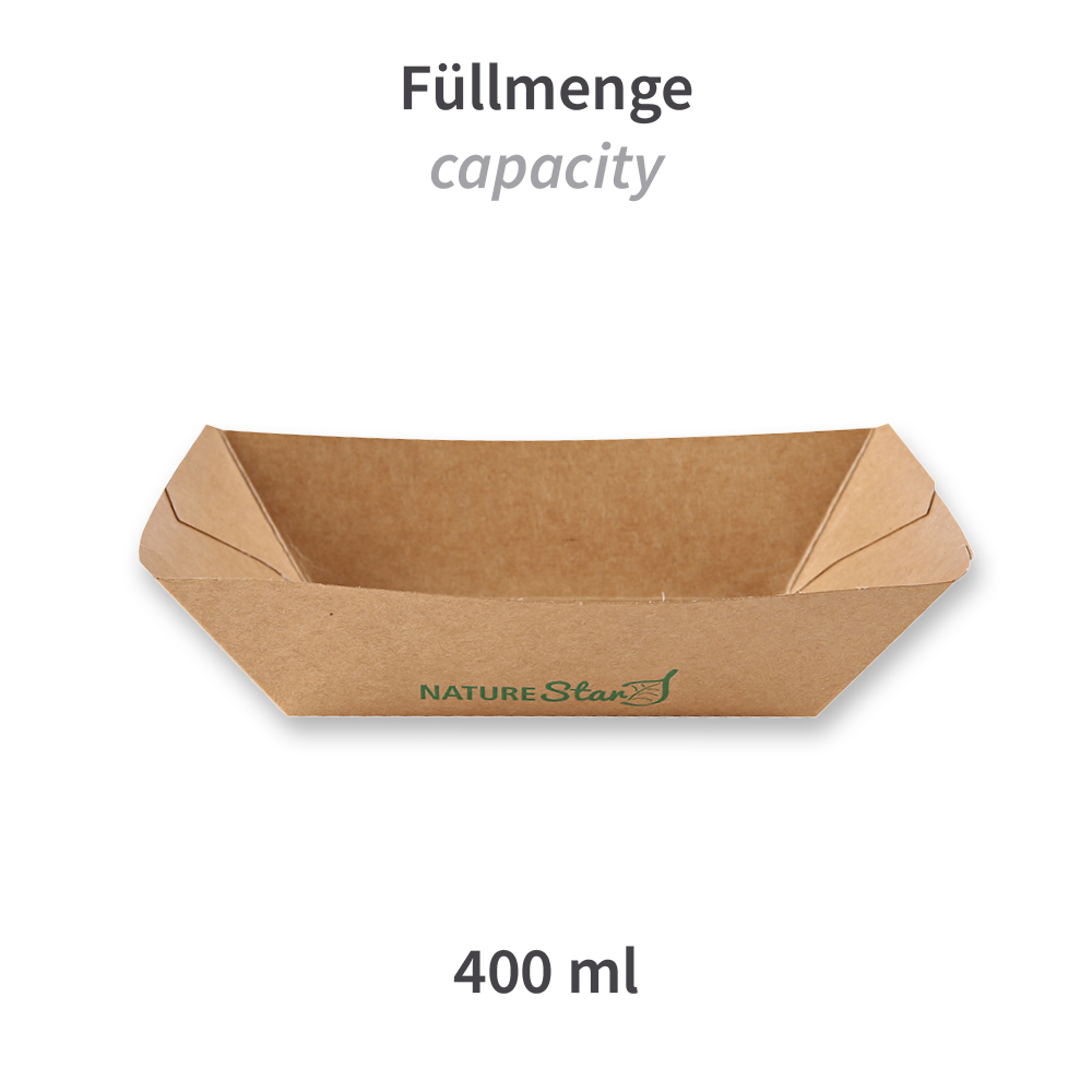 Foodtray "Tasty" | Kraftpapier, Füllmenge 400ml Foodtray "Tasty" aus Kraftpapier, Füllmenge 400ml