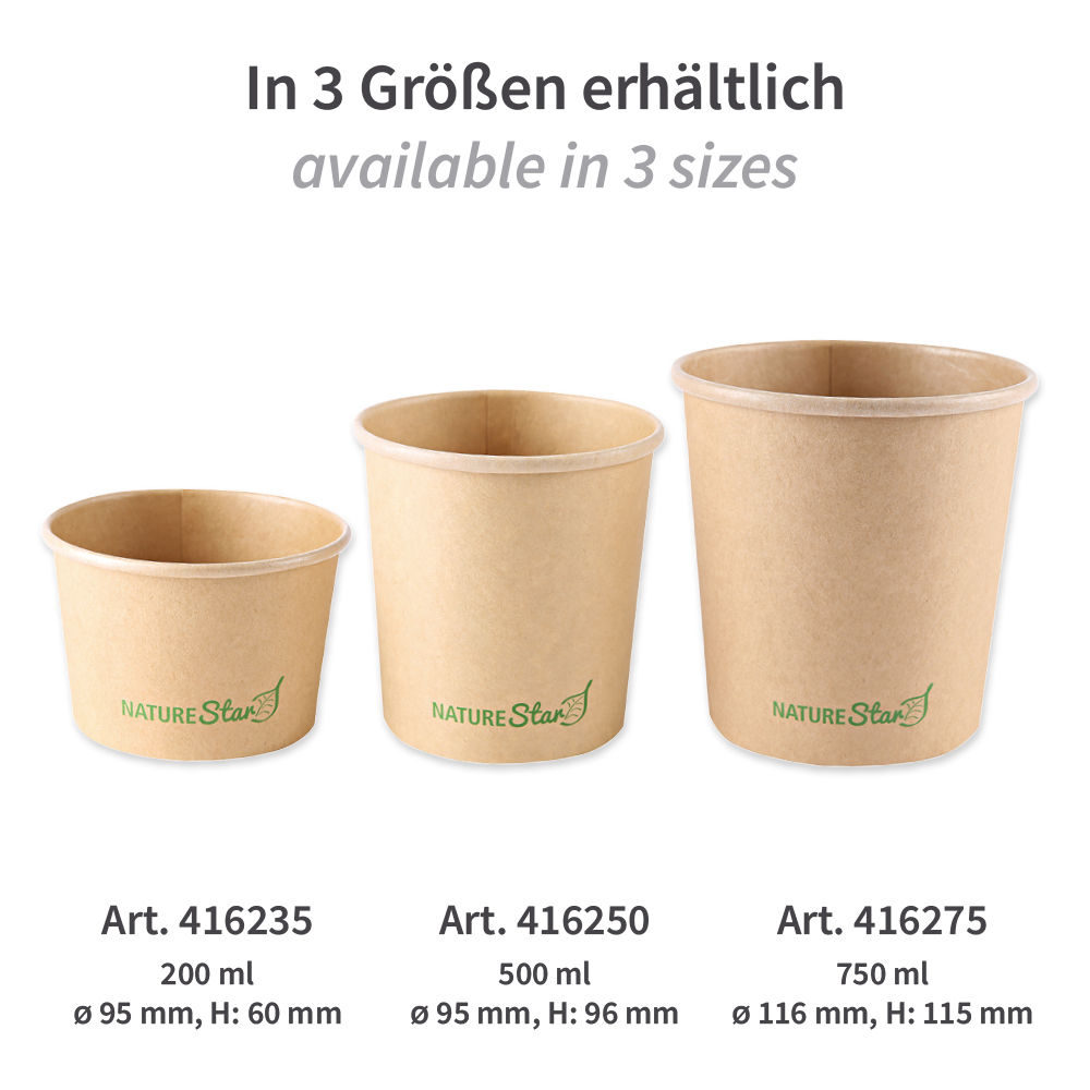 Bio Suppenbecher Minestrone | Kraftpapier, 3 Größen Bio Suppenbecher Minestrone aus Kraftpapier, in 3 Größen