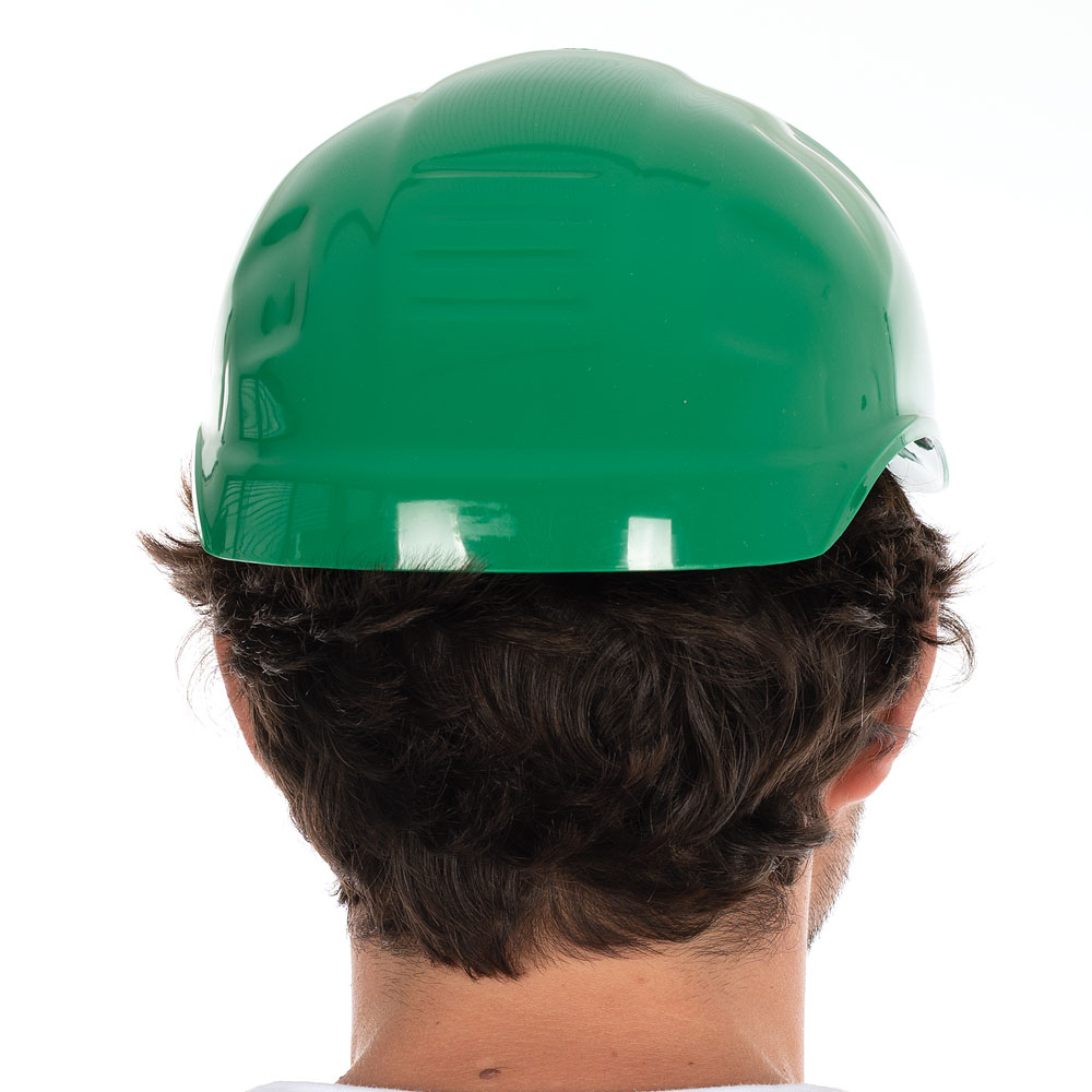 Bump cap "Safe", PE in the back view, green