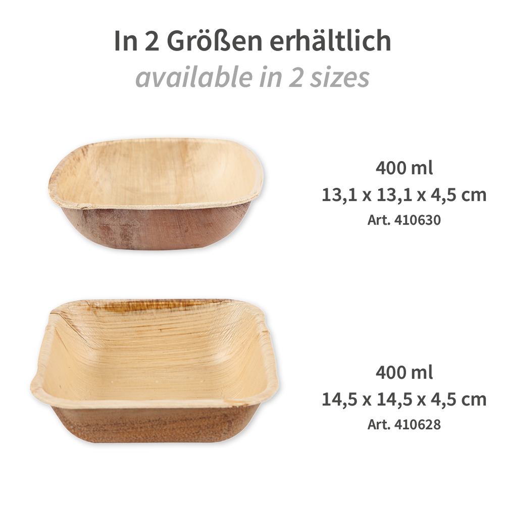 Schalen quadratisch | Palmblatt, unterschiedliche Größen Schalen quadratisch | Palmblatt in unterschiedlichen Größen