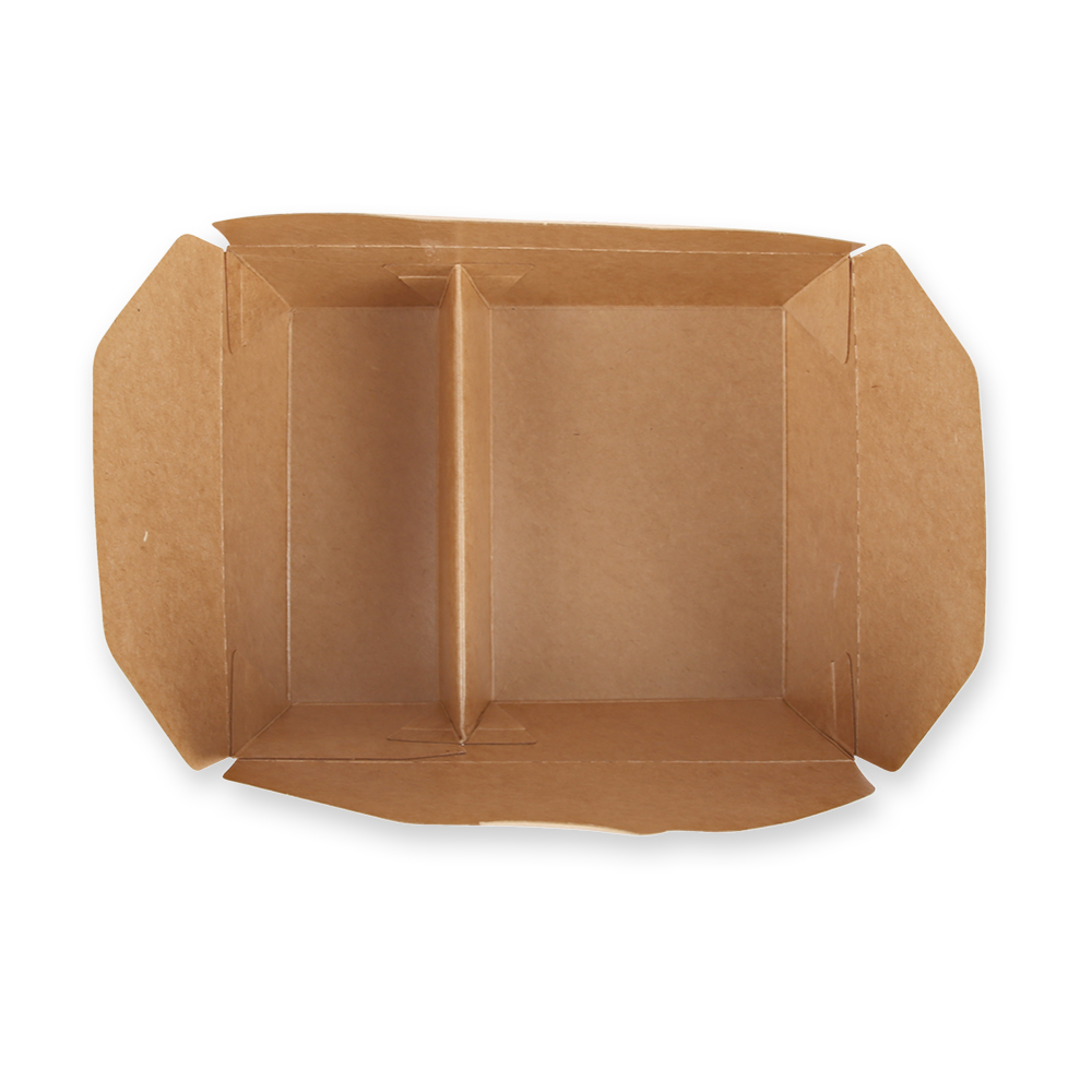 Bio Foodboxen Menu, 2-geteilt | Kraftpapier/PE, FSC®-Mix, Draufsicht Bio Foodboxen Menu, 2-geteilt aus Kraftpapier/PE, FSC®-Mix in der Draufansicht