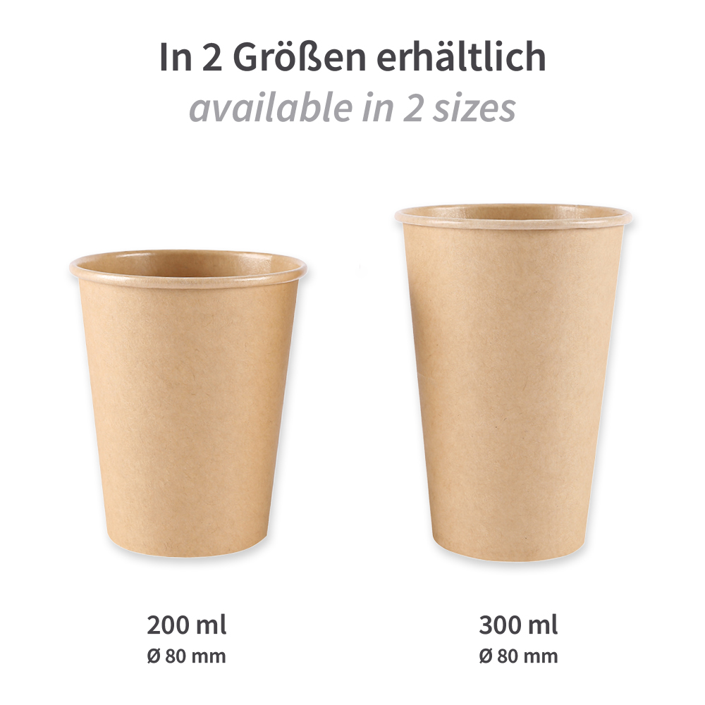 Bio Kaffeebecher Kraft aus Kraftpapier/PLA, FSC®-Mix, Varianten