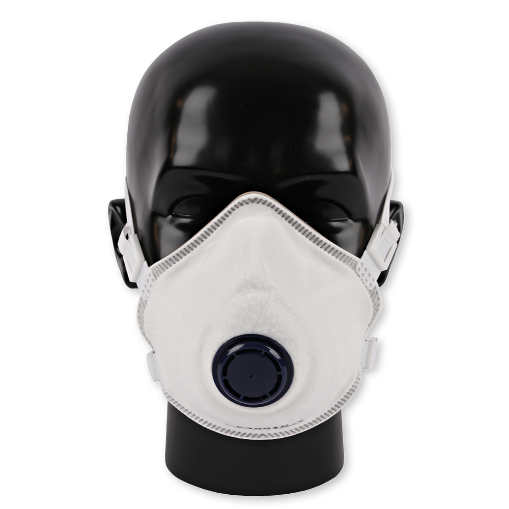 Atemschutzmasken FFP3 NR mit Ventil, vorgeformt aus PP in der Frontansicht