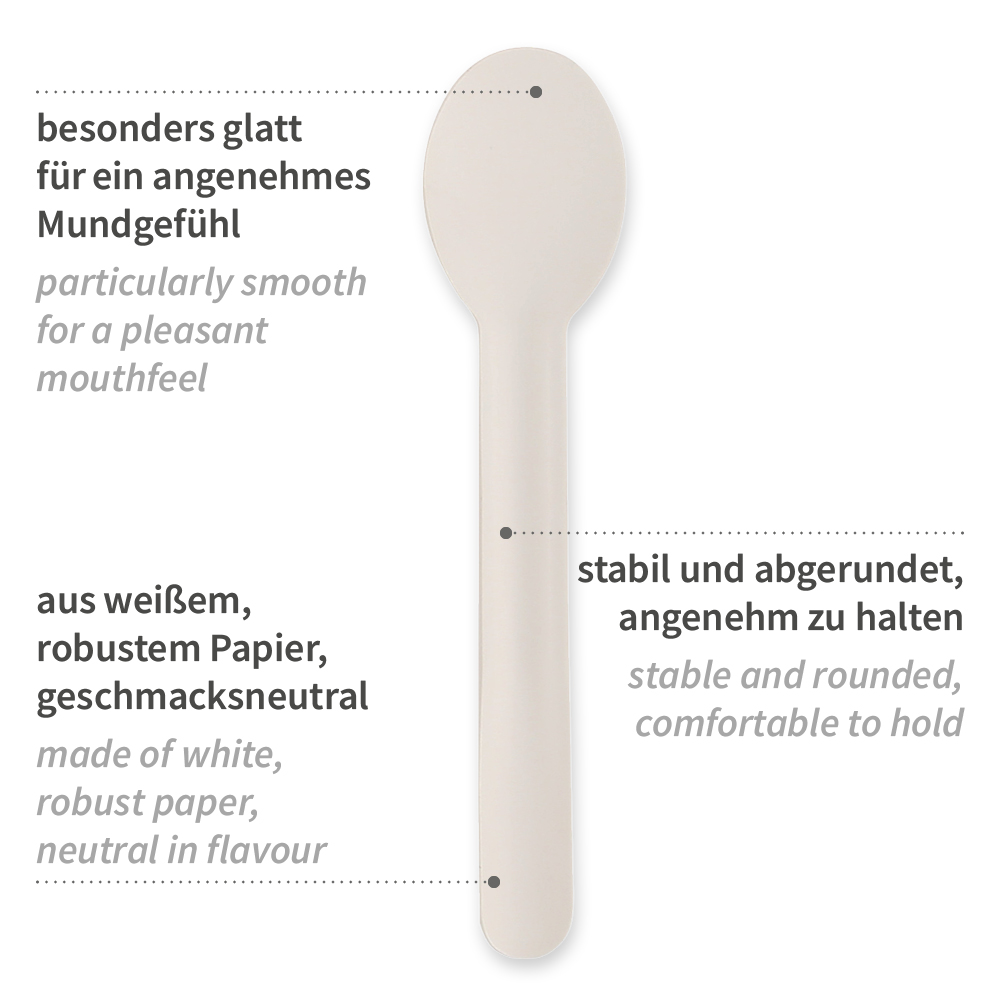 Bio Löffel, 155 mm aus Papier, FSC® Mix, Vorteile Bio Löffel, 155 mm aus Papier, FSC® Mix als Vorteile