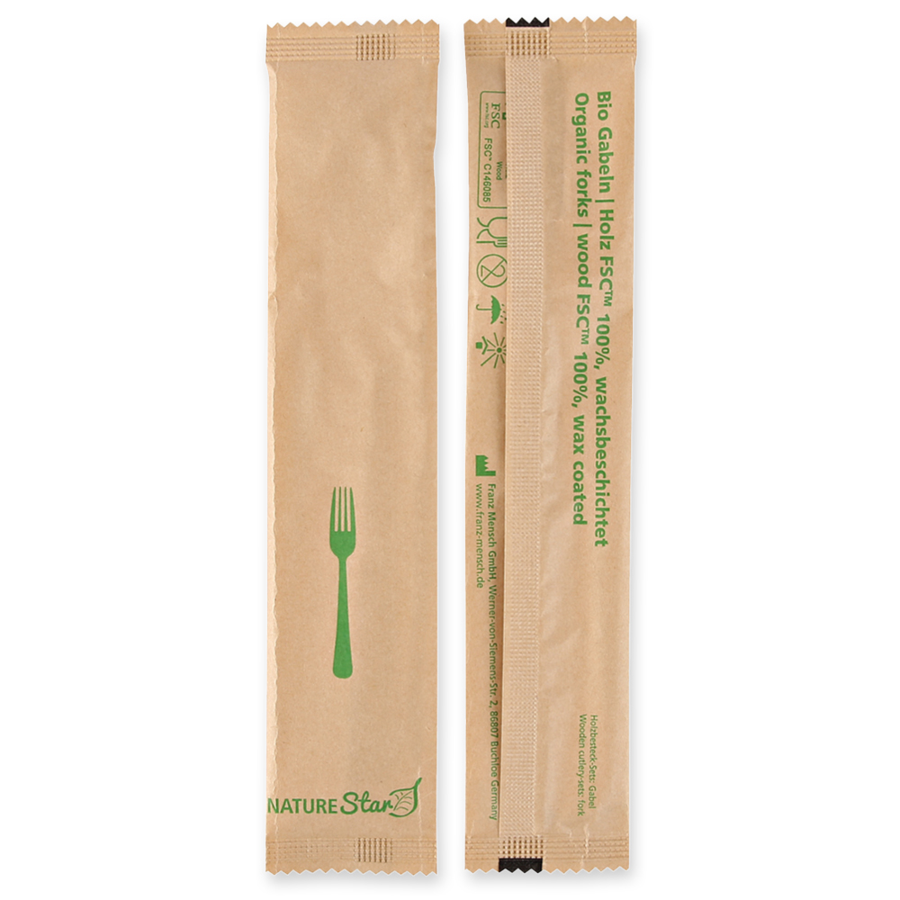 Organic forks made of wood FSC® 100%, wax coated, inner packaging