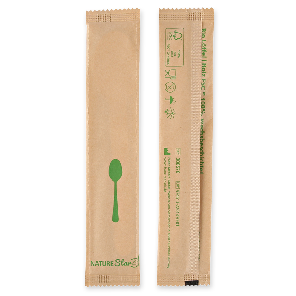 Organic spoons made of wood FSC® 100%, wax coated, inner packaging