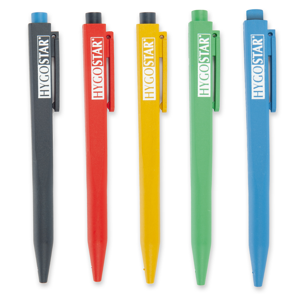 Pen Clip, retractable plastic, detectable in all colors in front view 